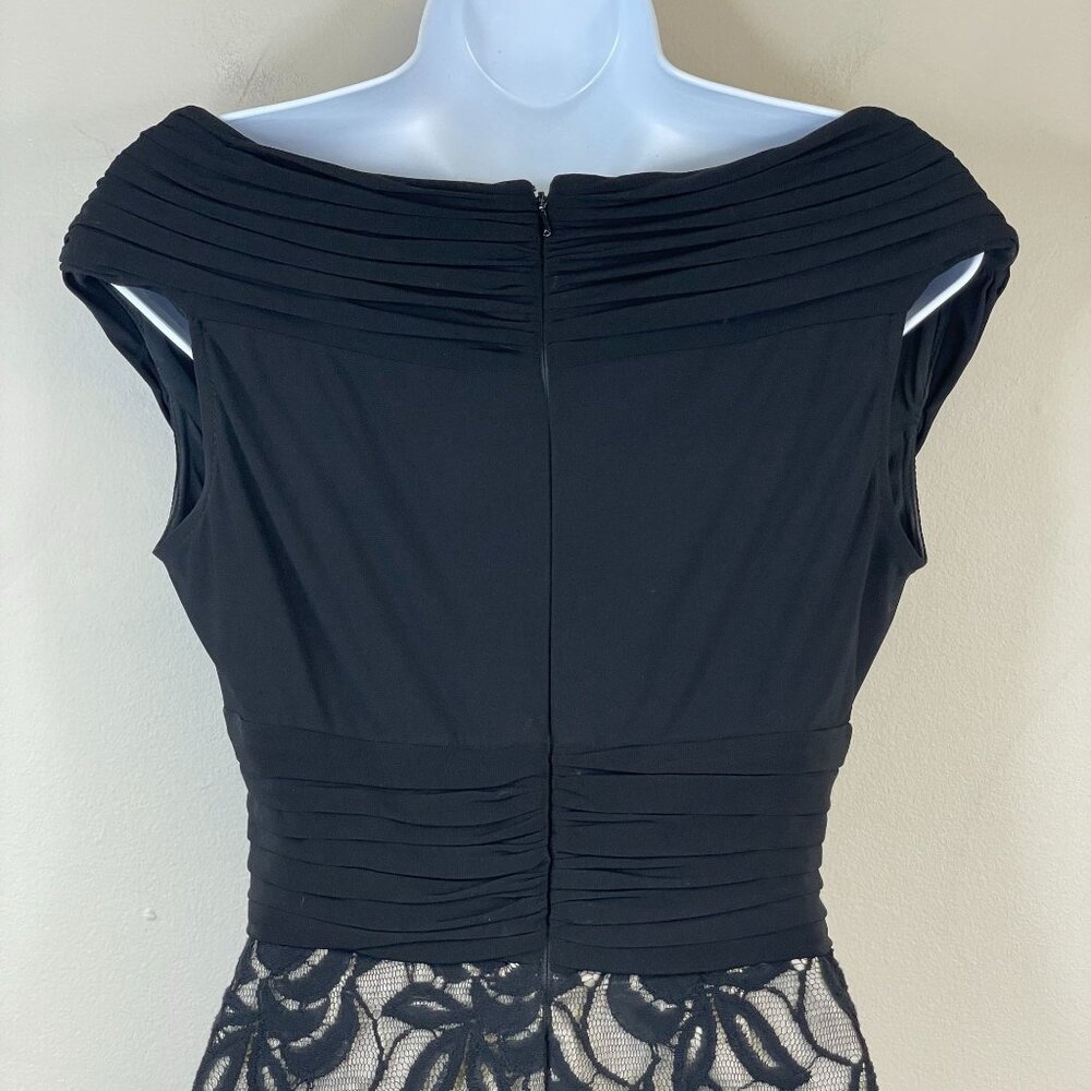 Adrianna Papell Dress Womens 6 Pleated Timeless Cocktail Stretch Lace Sheath LBD - Picture 4 of 16